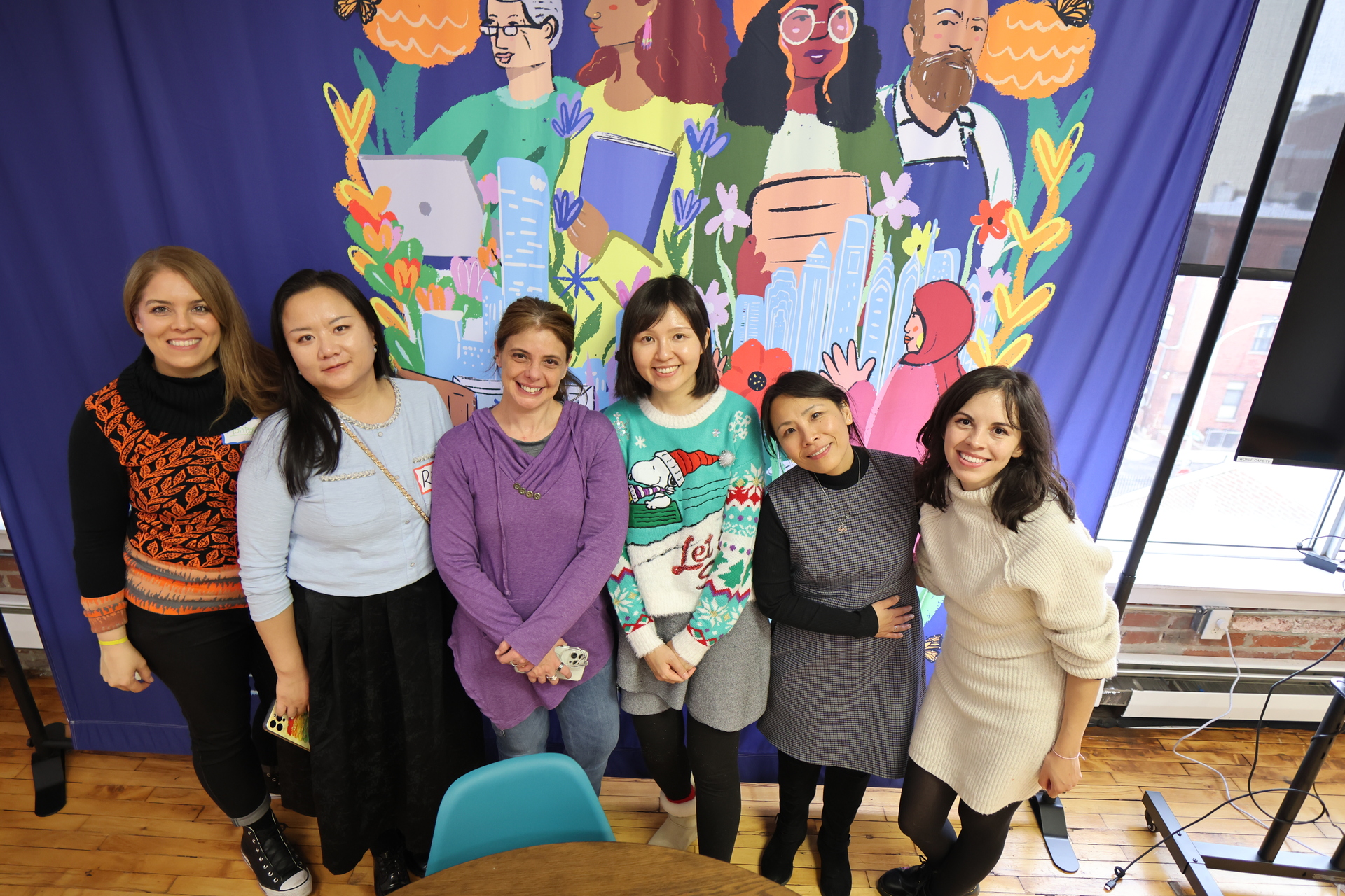 Smiling community members at an event